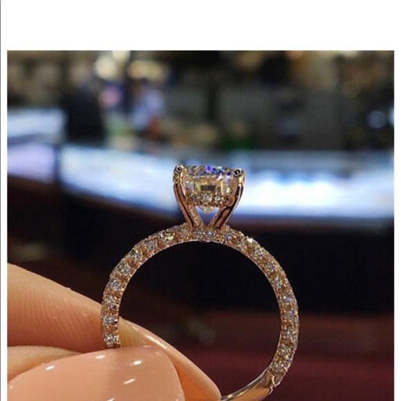 New Elegant Rose Gold White Sapphire Ring - Picture 3 of 6